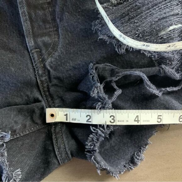 LEVI’S 501 High Waisted Button Fly Distressed Raw Hem Denim Shorts Black 28 - Picture 13 of 16